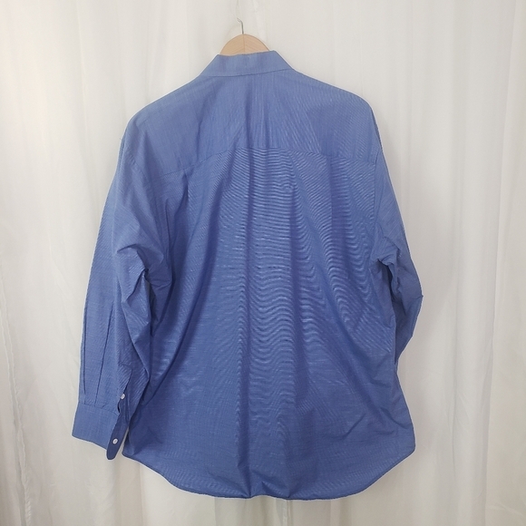 Ike Behar blue fine stripe 100% cotton button down shirt size 16.5 - Picture 4 of 5